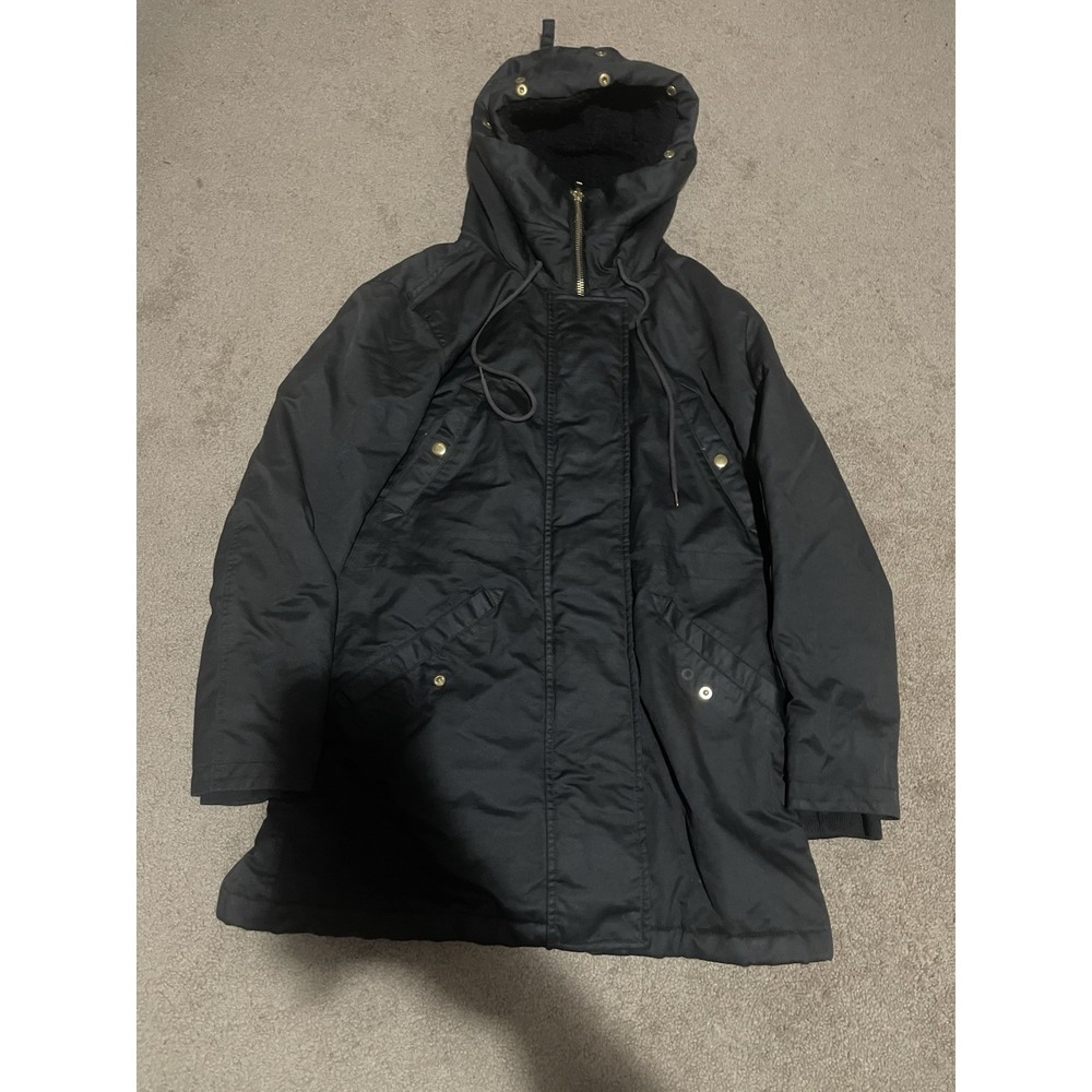 J. Crew Perfect Winter Parka Women's Small Water Black Hooded Snow Ski Jacket